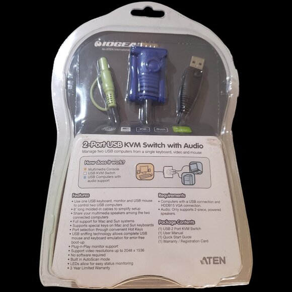 IOGear 2-Port USB KVM Switch with Audio GCS632U For Windows, Mac & Sun - Picture 2 of 7